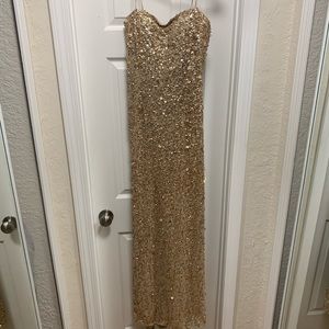Adrianna Papell gold Bridesmaid dress